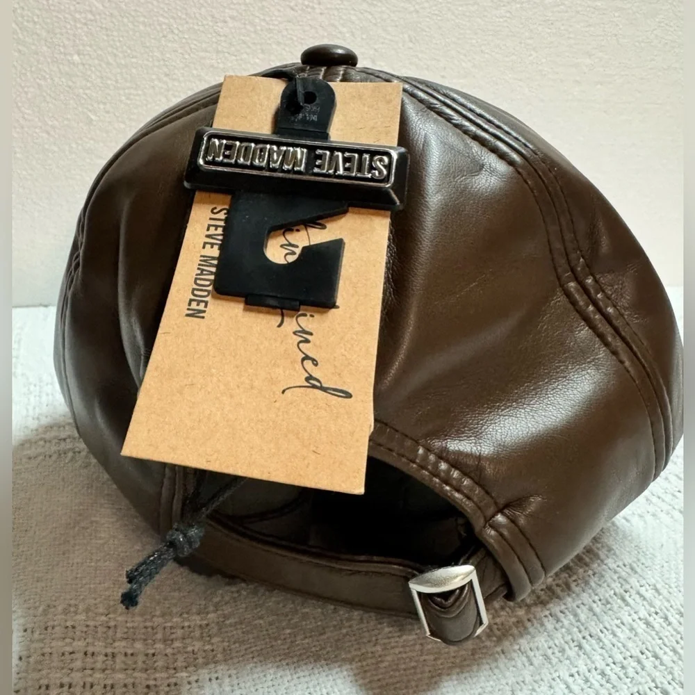 Steve Madden Dark Brown Leather Hat women